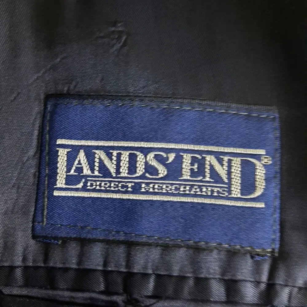 Lands End Mens 42R Blazer Navy Blue Wool 2 Button 45